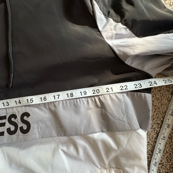 Guess Men's Pullover Half Zip Windbreaker (black silver & white) - Picture 7 of 7